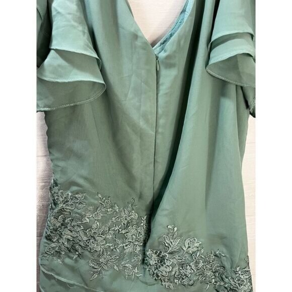 NEW Wedding Dress Flutter Sleeves Mint Embroidered Blouse Small - Picture 7 of 7